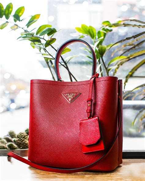 prada double bucket small in red|Prada double bucket bags.